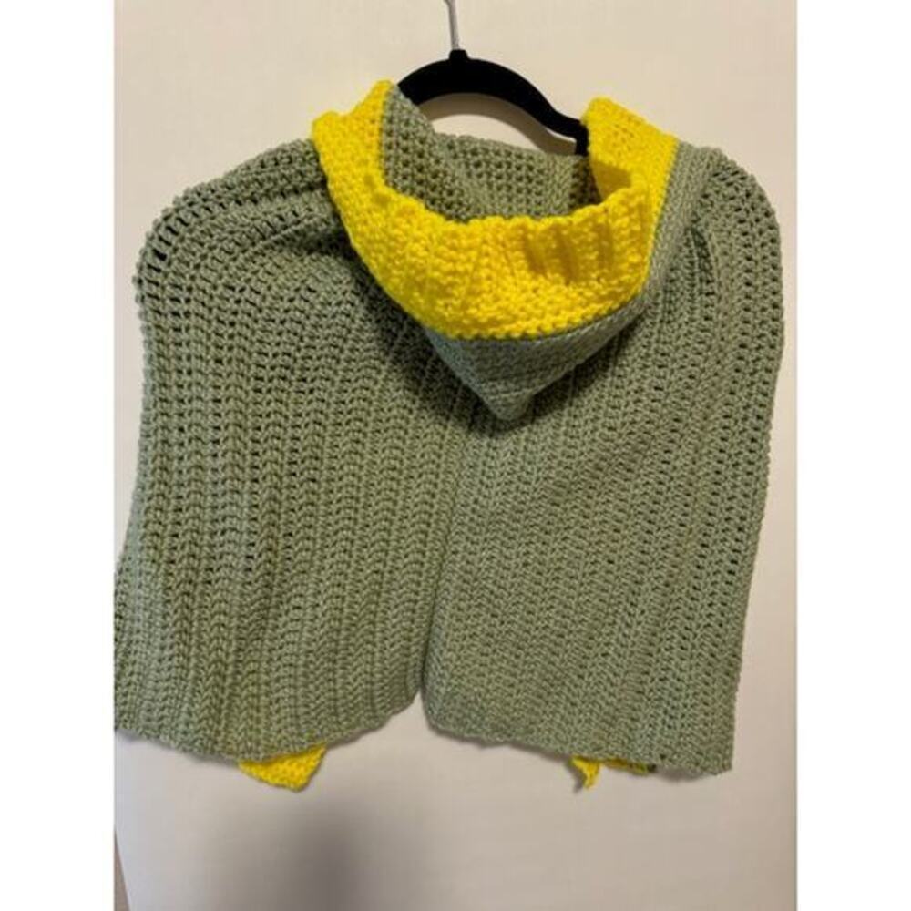 Handmade Green and Yellow Knit Toddler Poncho - Picture 3 of 3